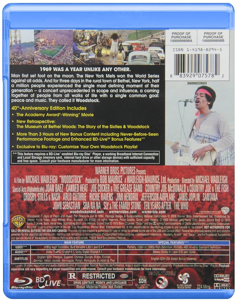 Amazon.com: Woodstock: 3 Days of Peace and Music (40th